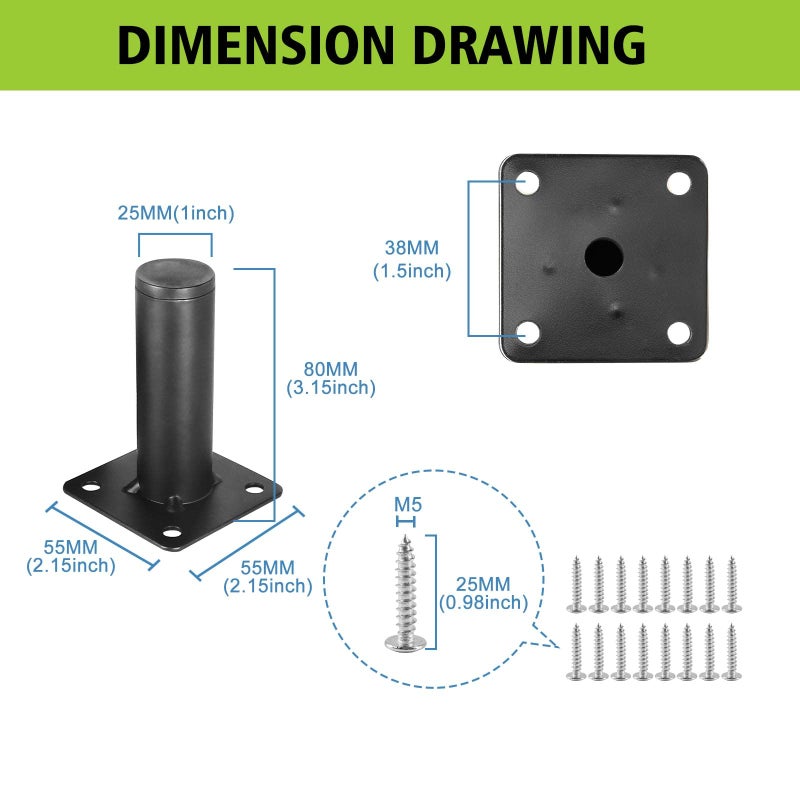 Masendelk Black Furniture Legs 3.15 Inch / 80mm, 4pcs Modern Sofa Legs Cabinet Replacement Legs, Heavy Duty Metal Legs with Mounting Screw for Furniture Couch Sofa TV Cabinet Dresser Desk Risers - Image 4